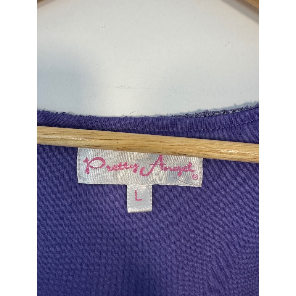 Fairycore Pretty Angel Women L Tunic Top Purple Mesh Floral Layered Handkerchief - Picture 3 of 7